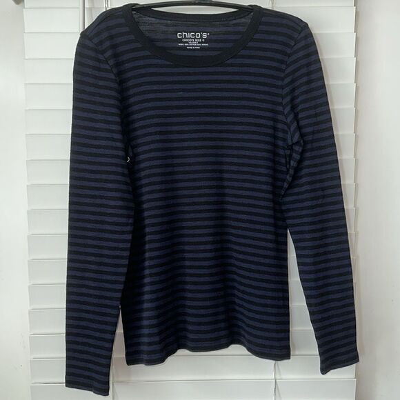 Chico’s SZ 0 striped long sleeve top - Picture 8 of 12